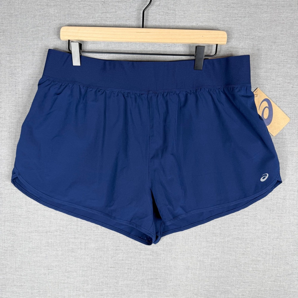 Asics Womens 2-in-1 Running Shorts Navy Blue XL Active Performance 2012C341